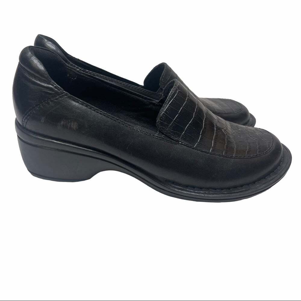 Clarks Artisan Mill Square Black Leather #62410 Croco-Print Casual Loafe…
